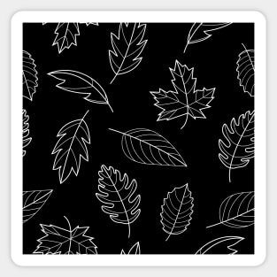 Leaves Pattern - Black and White on Black Sticker